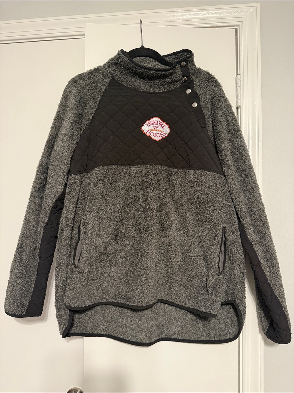 Virginia Tech Panel Fleece Pullover Jacket - Gray XXL